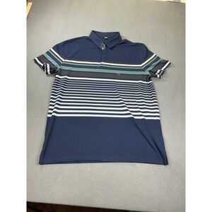 Express Polo Shirt Mens XLT Blue Stripe Pima Cotton Stretch Knit Casual Golf